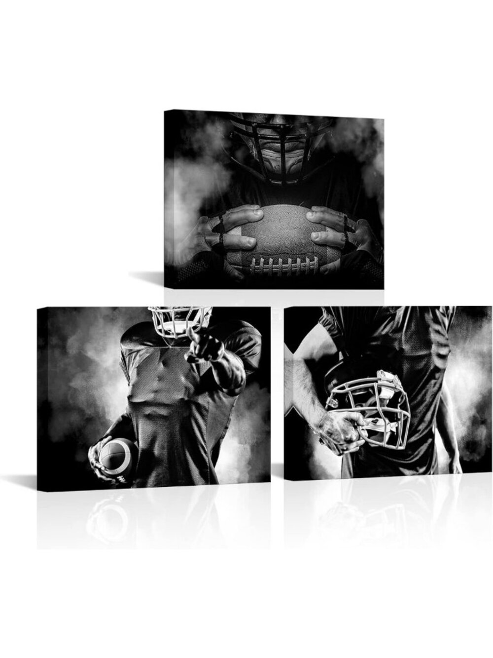 Framed Black & White Football Wall Art - Sport Pictures for Man Cave & Bedroom